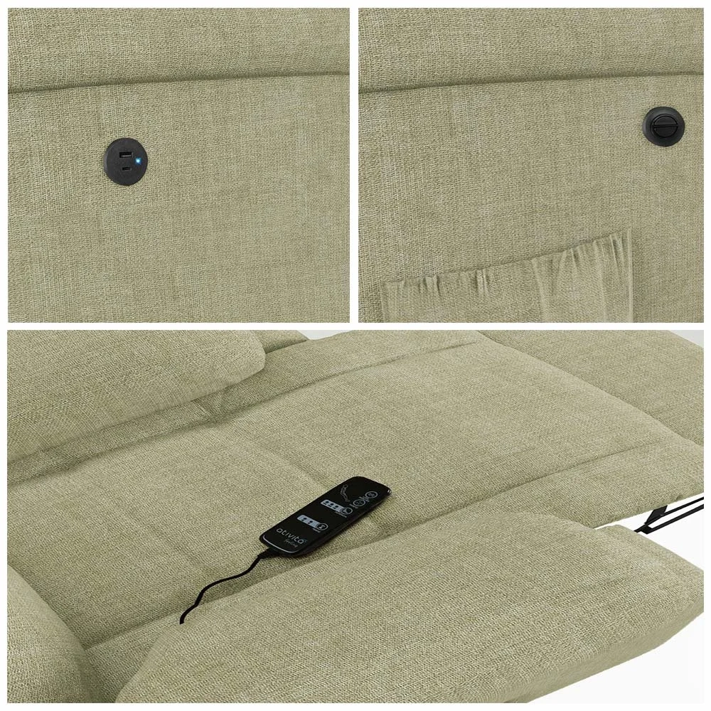 Poltrona do Papai Reclinável Pietra Power Elétrica Massagem FH9 Linho Bege - Mpozenato