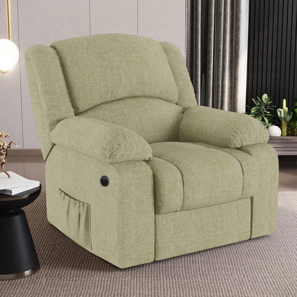 Poltrona do Papai Reclinável Pietra Power Elétrica Massagem FH9 Linho Bege - Mpozenato