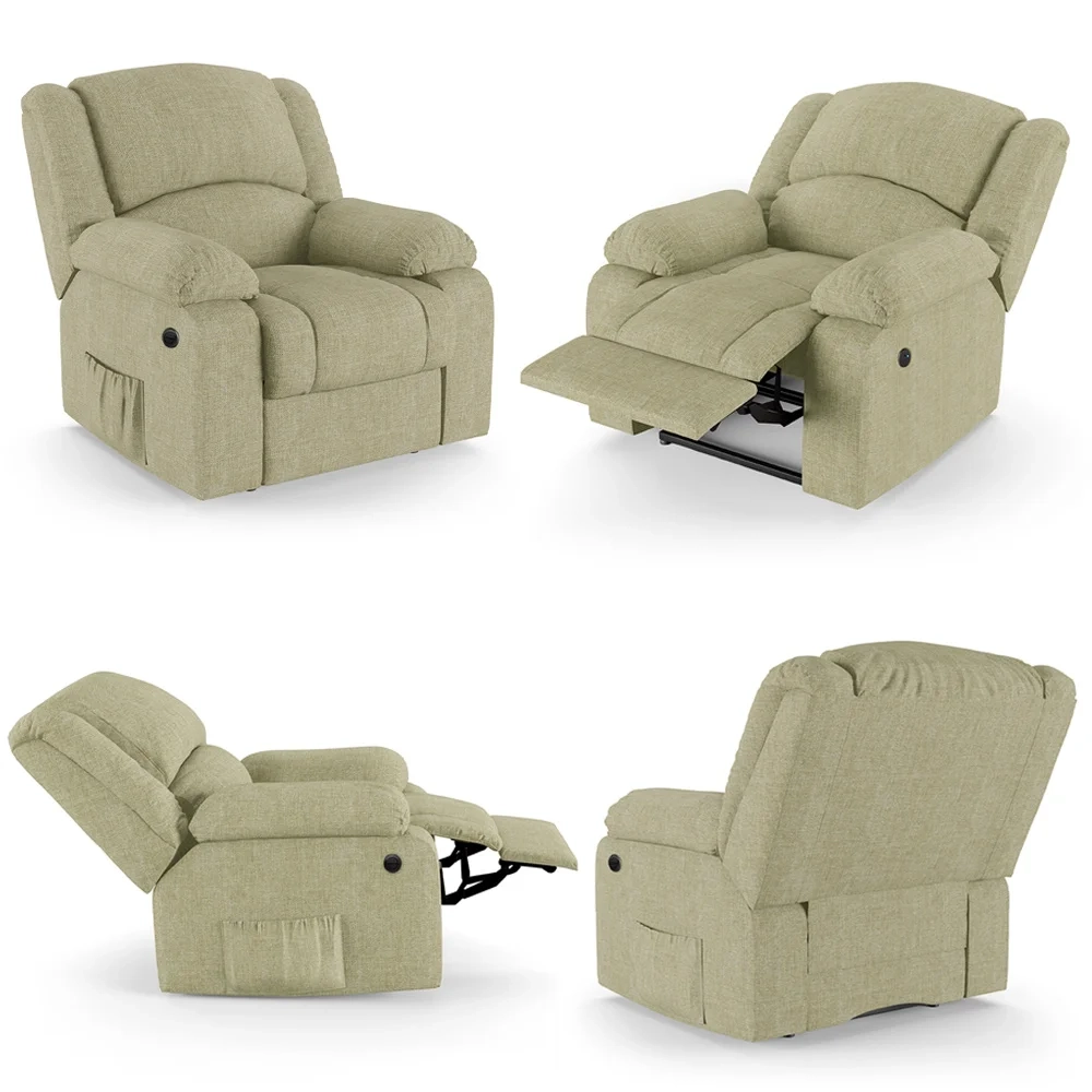 Poltrona do Papai Reclinável Pietra Power Elétrica Massagem FH9 Linho Bege - Mpozenato