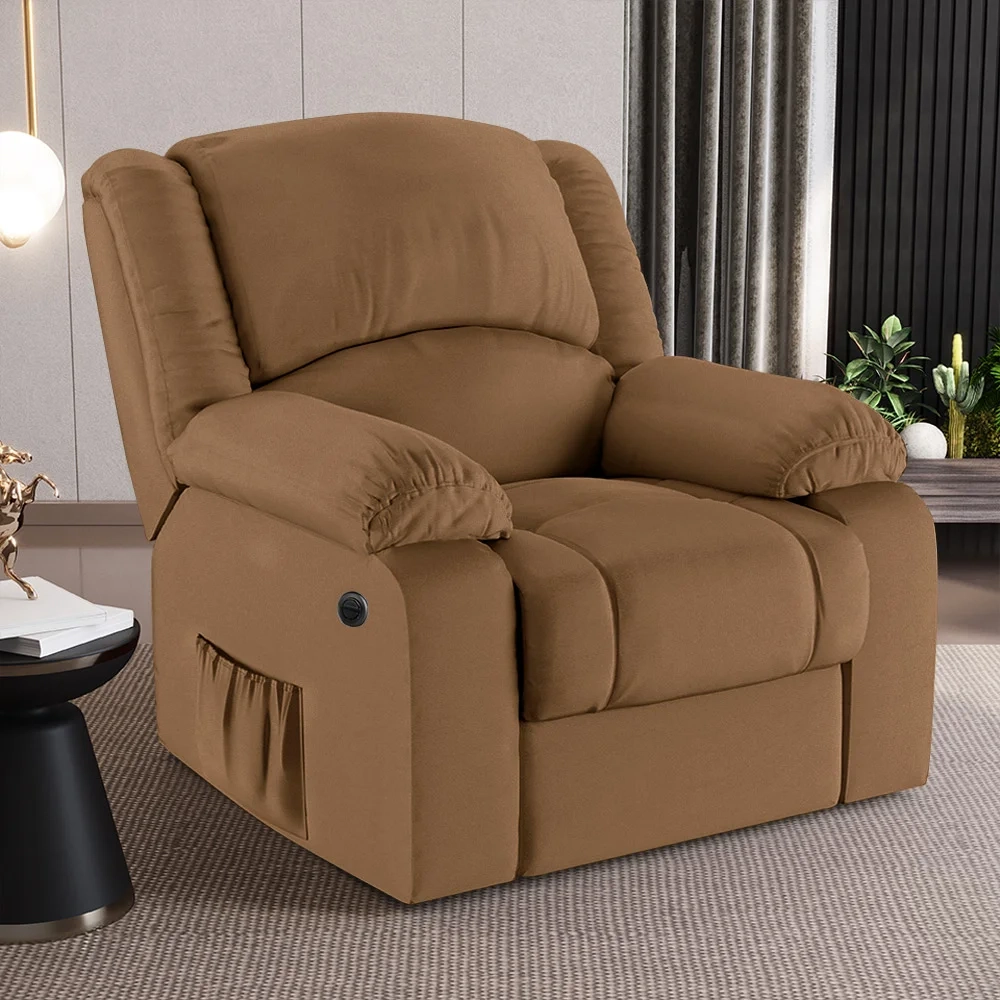 Poltrona do Papai Reclinável Pietra Power Elétrica Massagem FH9 PU Caramelo - Mpozenato