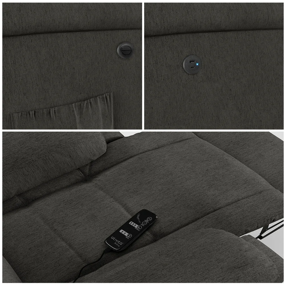 Poltrona do Papai Reclinável Pietra Power Elétrica Massagem FH9 Linho Grafite - Mpozenato