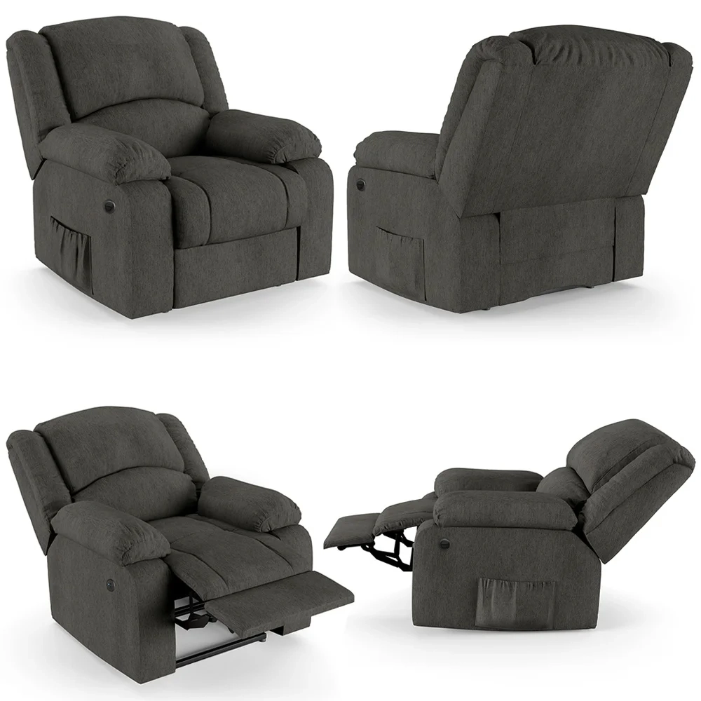 Poltrona do Papai Reclinável Pietra Power Elétrica Massagem FH9 Linho Grafite - Mpozenato