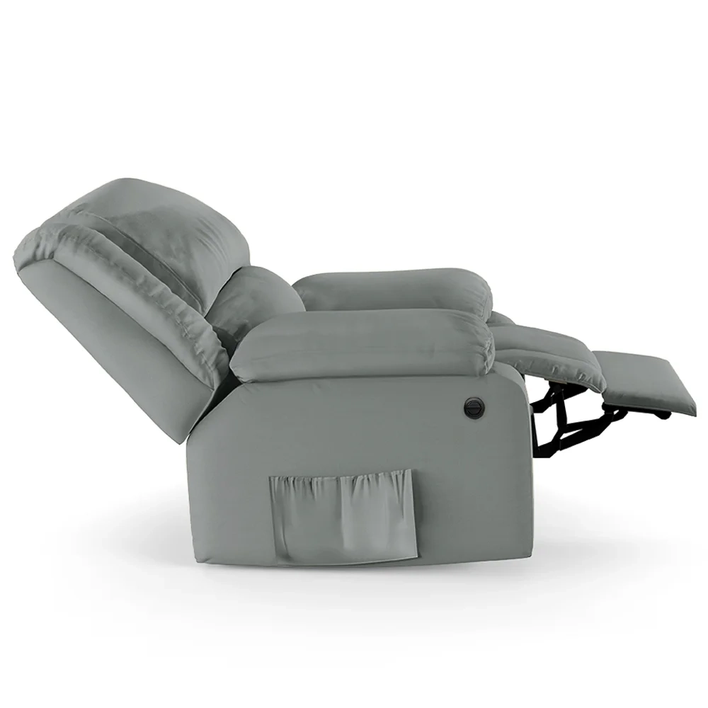 Poltrona do Papai Reclinável Pietra Power Elétrica Massagem FH9 PU Cinza - Mpozenato
