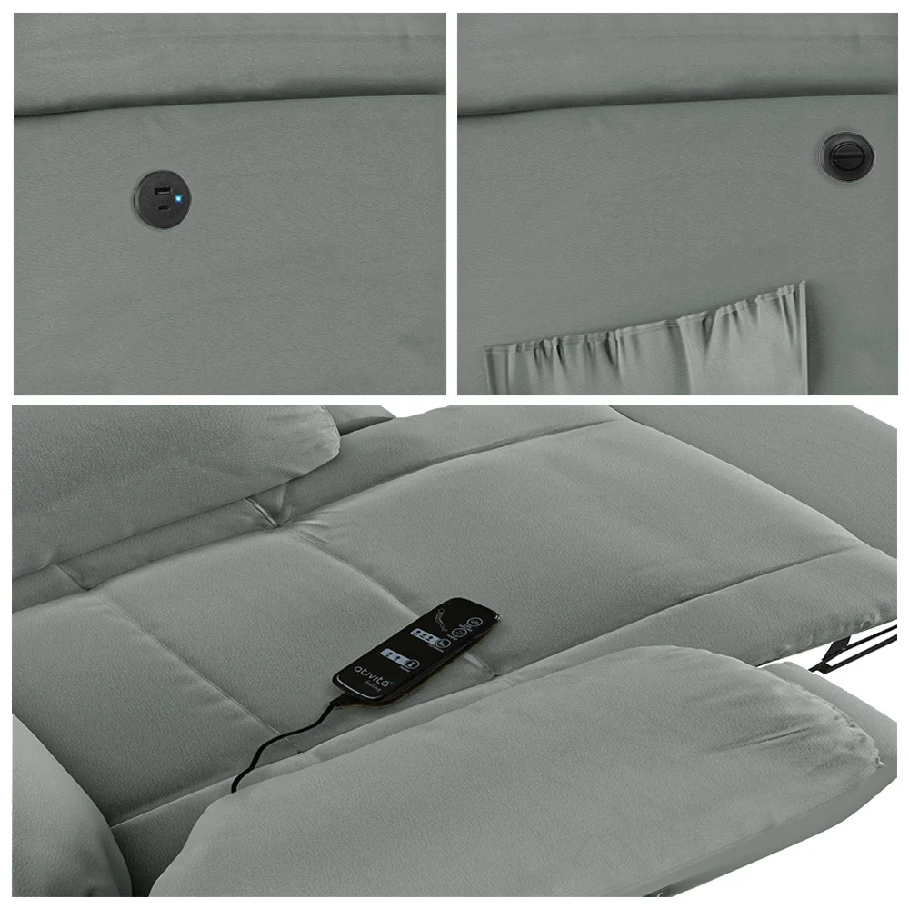 Poltrona do Papai Reclinável Pietra Power Elétrica Massagem FH9 PU Cinza - Mpozenato