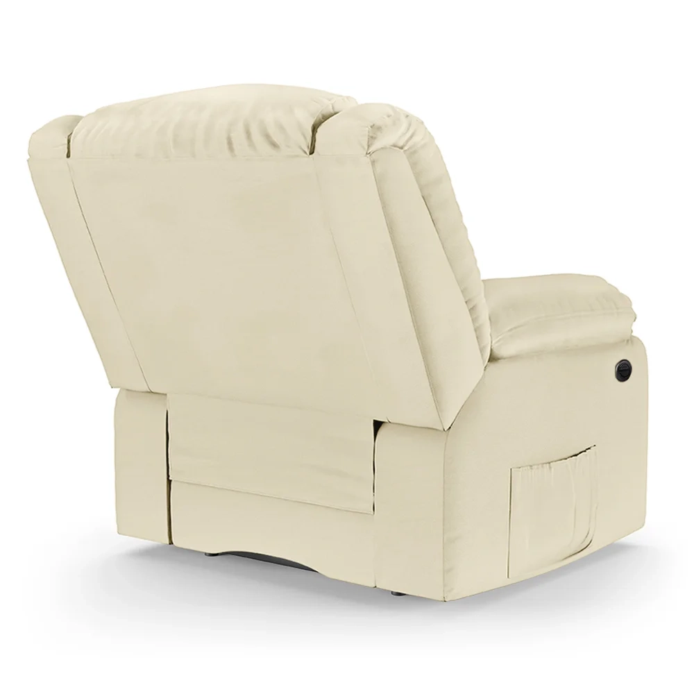 Poltrona do Papai Reclinável Pietra Power Elétrica Massagem FH9 PU Bege - Mpozenato