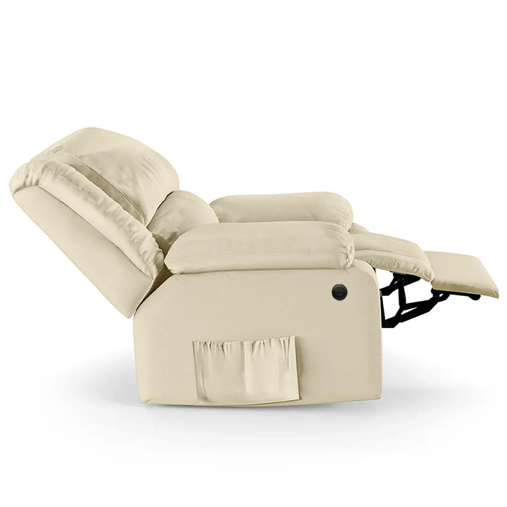 Poltrona do Papai Reclinável Pietra Power Elétrica Massagem FH9 PU Bege - Mpozenato