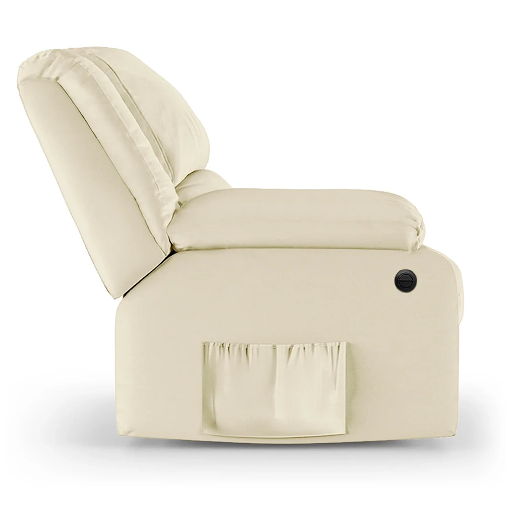 Poltrona do Papai Reclinável Pietra Power Elétrica Massagem FH9 PU Bege - Mpozenato