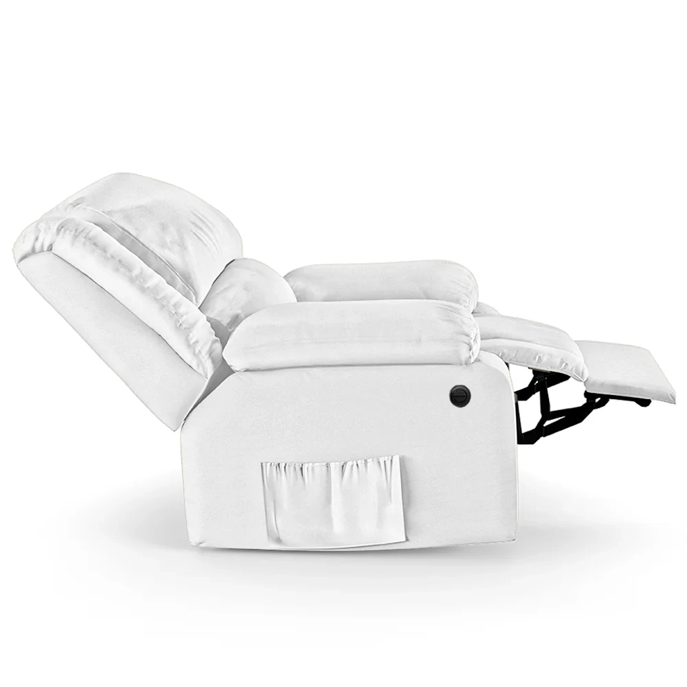 Poltrona do Papai Reclinável Pietra Power Elétrica Massagem FH9 PU Branco - Mpozenato