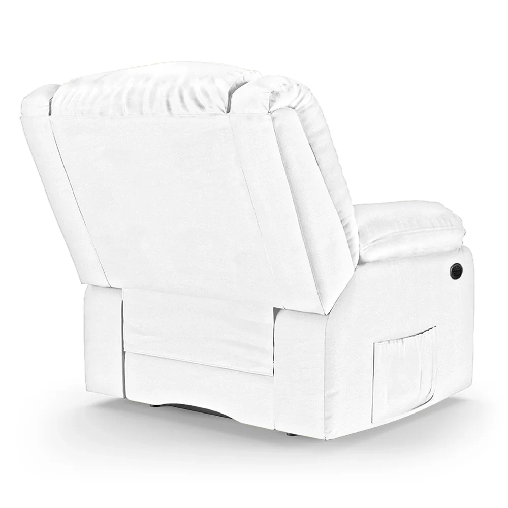 Poltrona do Papai Reclinável Pietra Power Elétrica Massagem FH9 PU Branco - Mpozenato