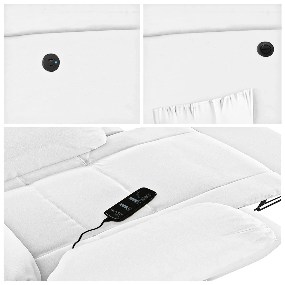 Poltrona do Papai Reclinável Pietra Power Elétrica Massagem FH9 PU Branco - Mpozenato