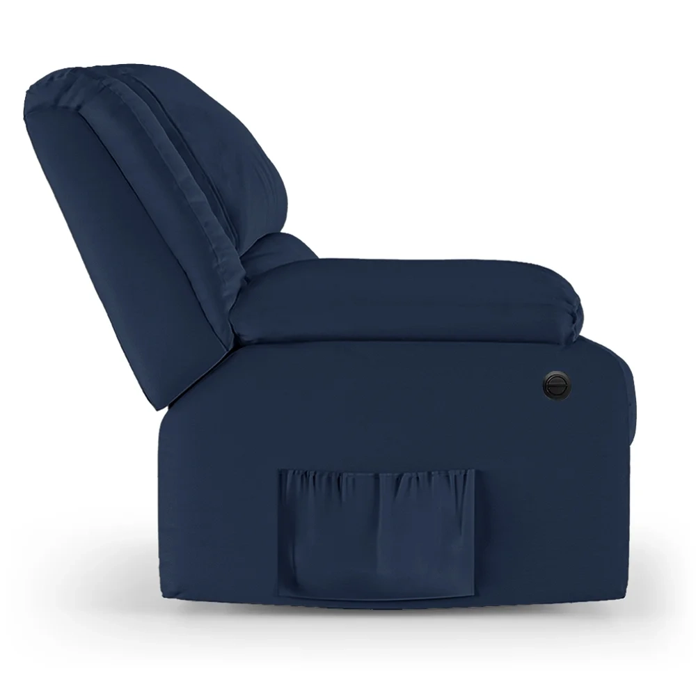 Poltrona do Papai Reclinável Pietra Power Elétrica Massagem FH9 PU Azul - Mpozenato