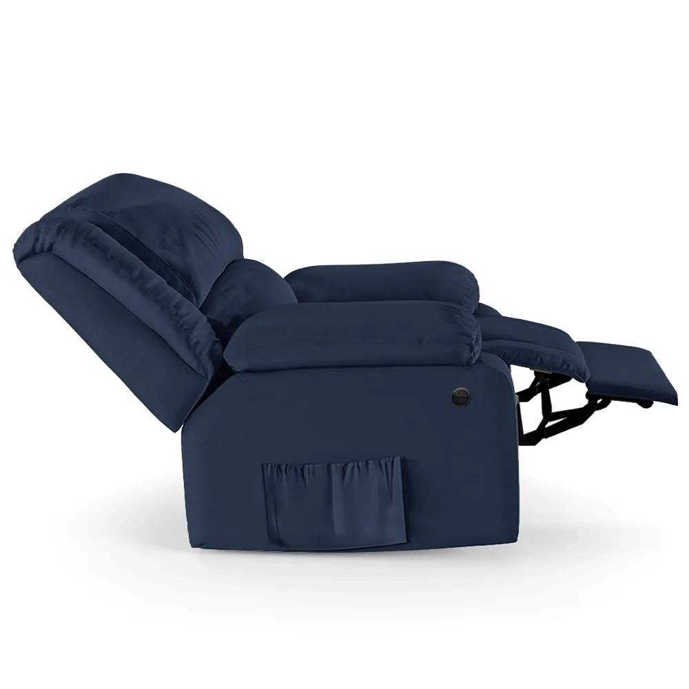 Poltrona do Papai Reclinável Pietra Power Elétrica Massagem FH9 PU Azul - Mpozenato