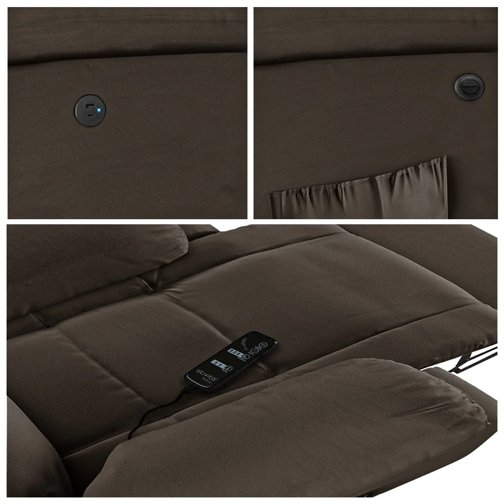 Poltrona do Papai Reclinável Pietra Power Elétrica Massagem FH9 PU Marrom - Mpozenato