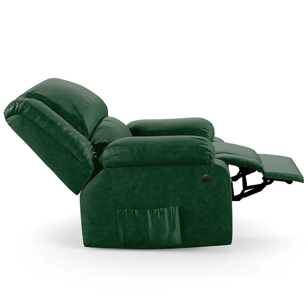 Poltrona do Papai Reclinável Pietra Power Elétrica Massagem FH9 PU Verde Musgo - Mpozenato