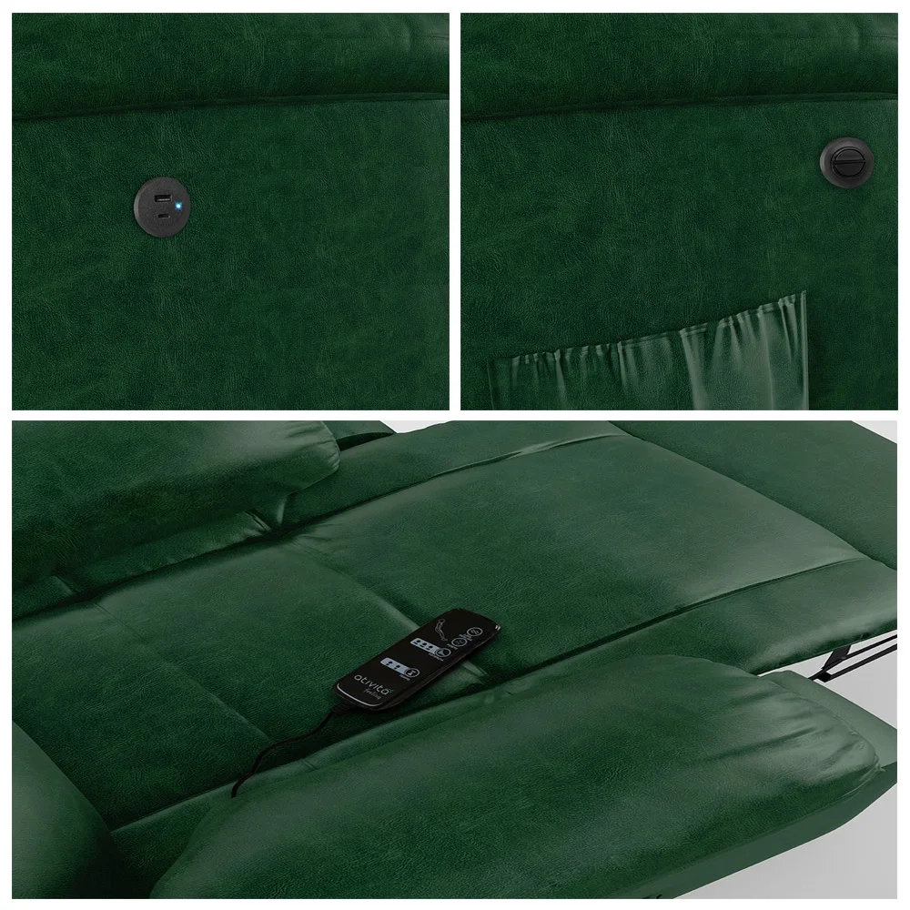 Poltrona do Papai Reclinável Pietra Power Elétrica Massagem FH9 PU Verde Musgo - Mpozenato