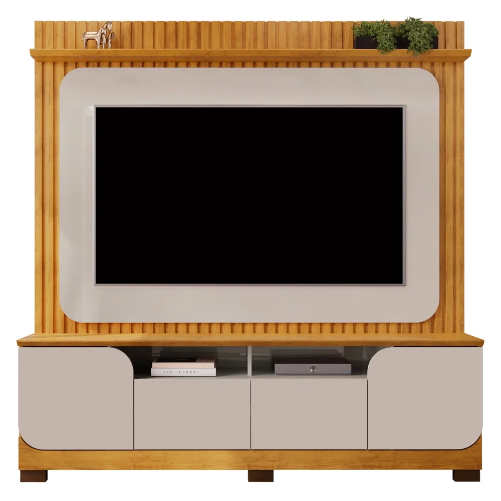 Estante Painel Para TV 65 Pol 182cm Ripado Vanie D04 Bali/Cedro - Mpozenato