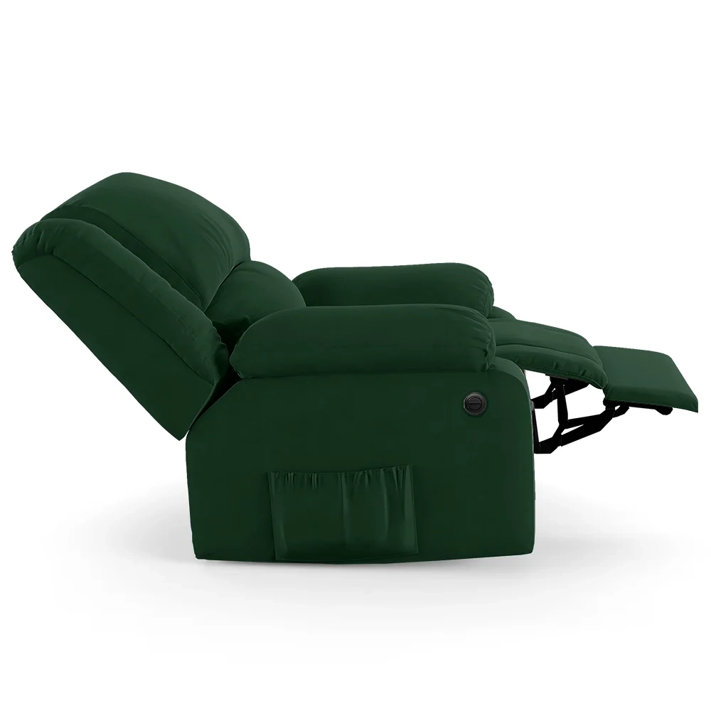 Poltrona do Papai Reclinável Pietra Power Elétrica Massagem FH9 Veludo Verde - Mpozenato