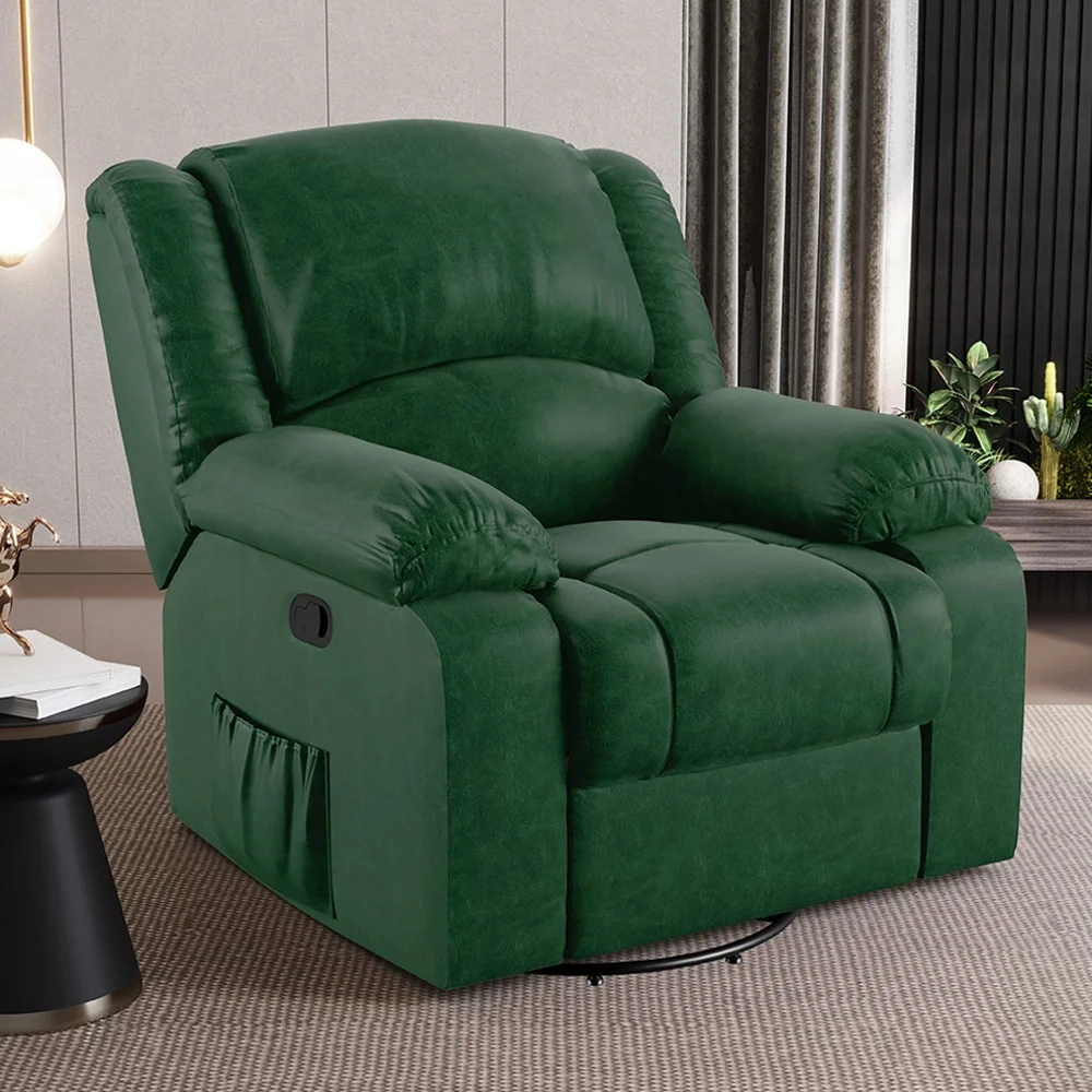 Poltrona do Papai Reclinável Pietra Glider Giratória FH9 PU Verde Musgo - Mpozenato