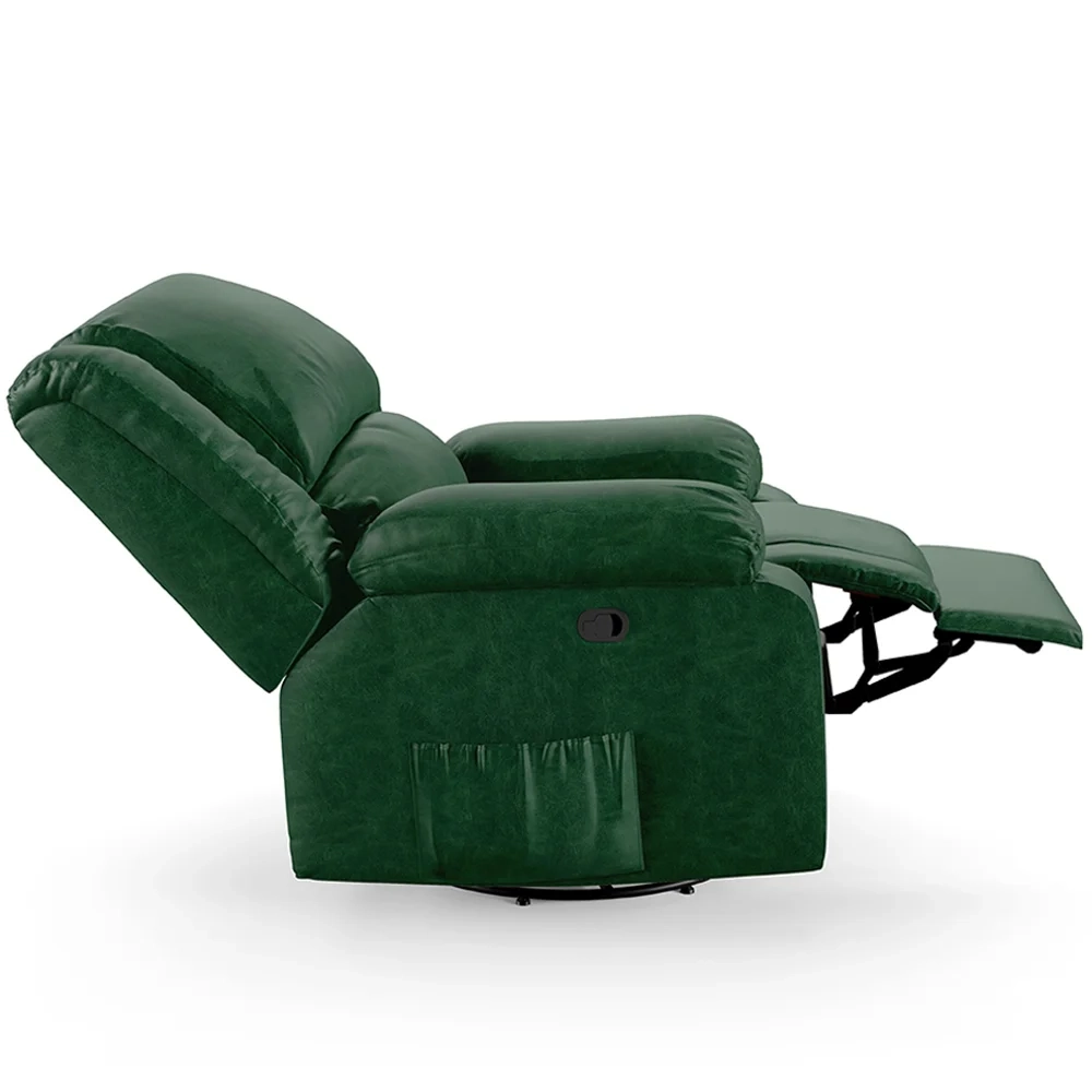 Poltrona do Papai Reclinável Pietra Glider Giratória FH9 PU Verde Musgo - Mpozenato