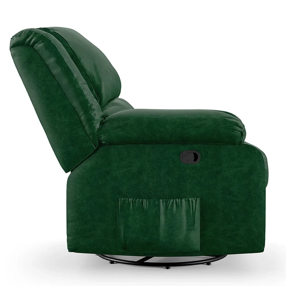Poltrona do Papai Reclinável Pietra Glider Giratória FH9 PU Verde Musgo - Mpozenato