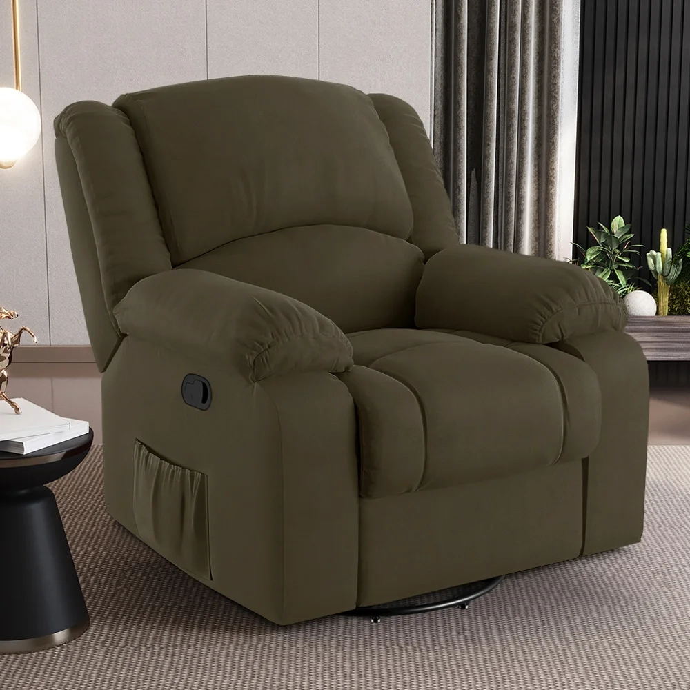 Poltrona do Papai Reclinável Pietra Glider Giratória FH9 Veludo Capuccino - Mpozenato