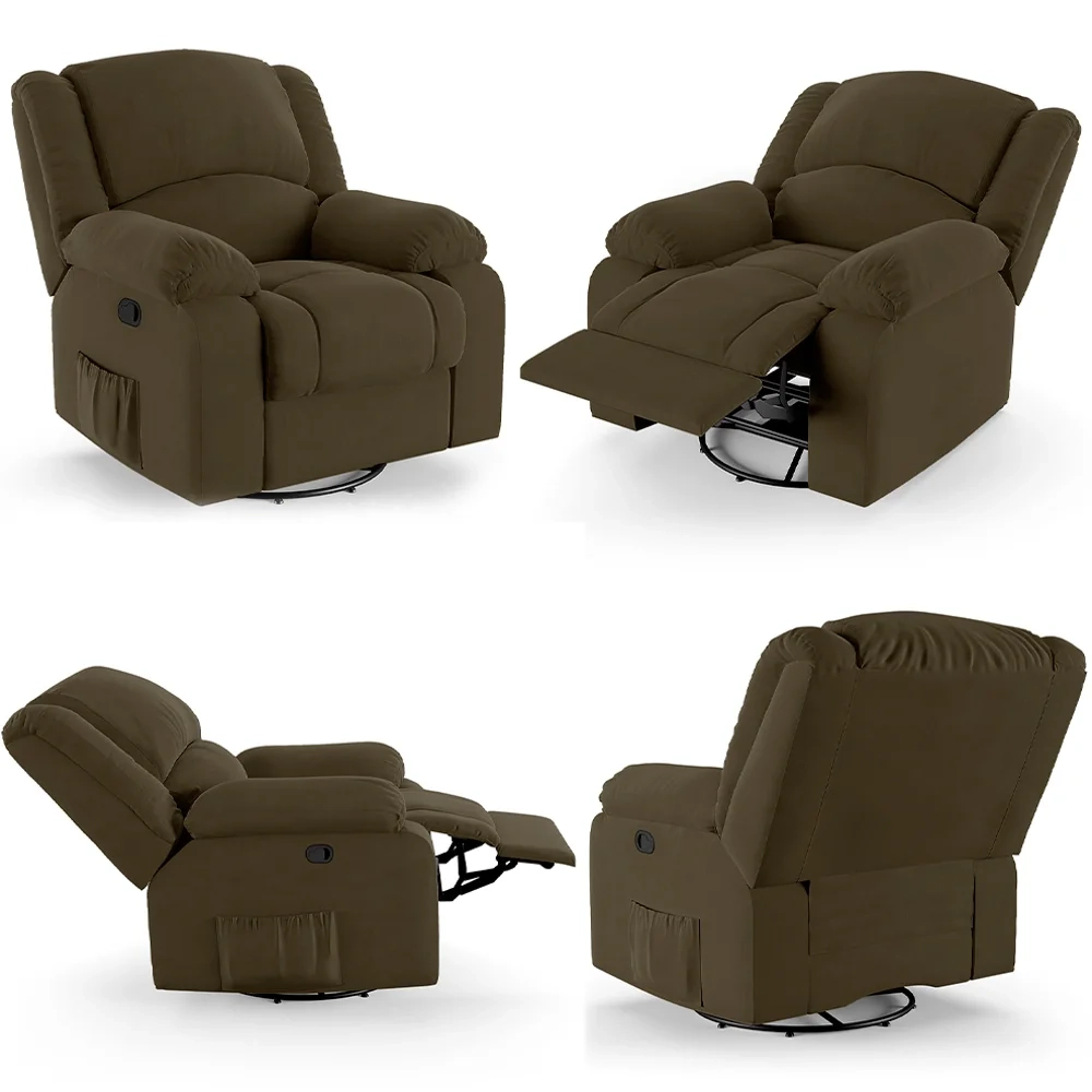 Poltrona do Papai Reclinável Pietra Glider Giratória FH9 Veludo Capuccino - Mpozenato