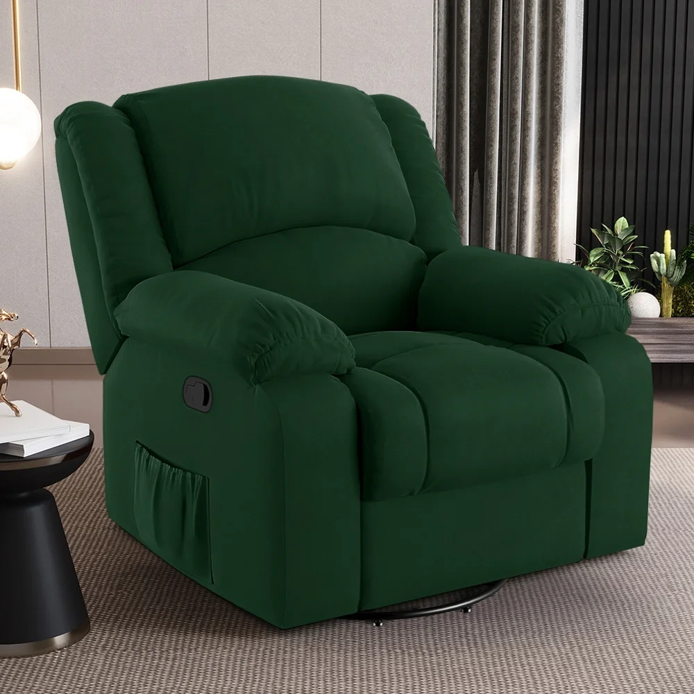 Poltrona do Papai Reclinável Pietra Glider Giratória FH9 Veludo Verde - Mpozenato