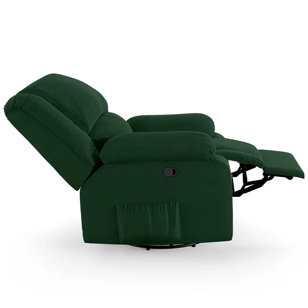 Poltrona do Papai Reclinável Pietra Glider Giratória FH9 Veludo Verde - Mpozenato