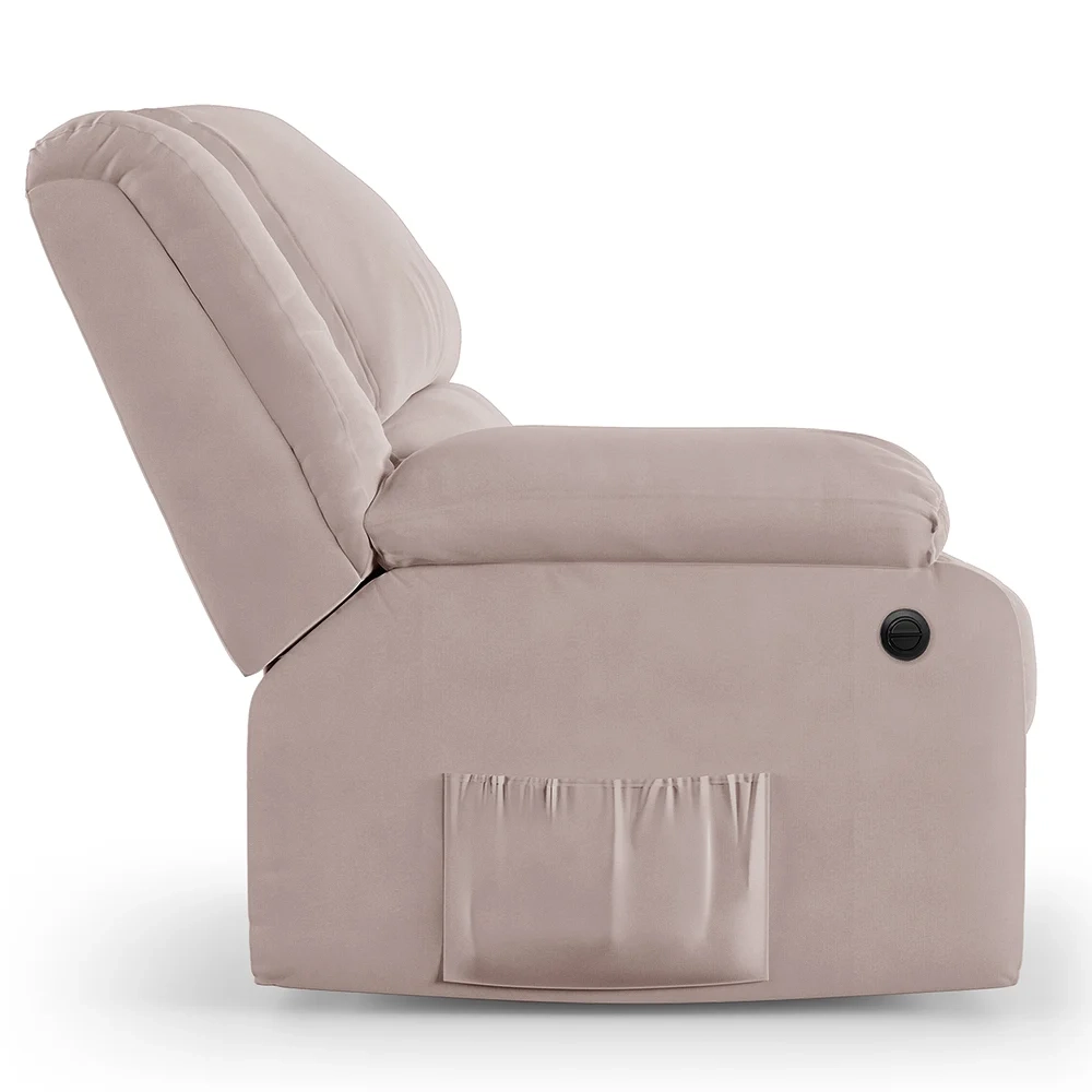 Poltrona do Papai Reclinável Pietra Power Elétrica Massagem FH9 Veludo Rosê - Mpozenato