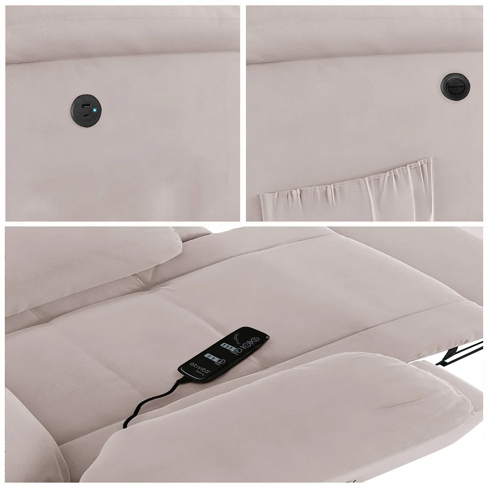 Poltrona do Papai Reclinável Pietra Power Elétrica Massagem FH9 Veludo Rosê - Mpozenato