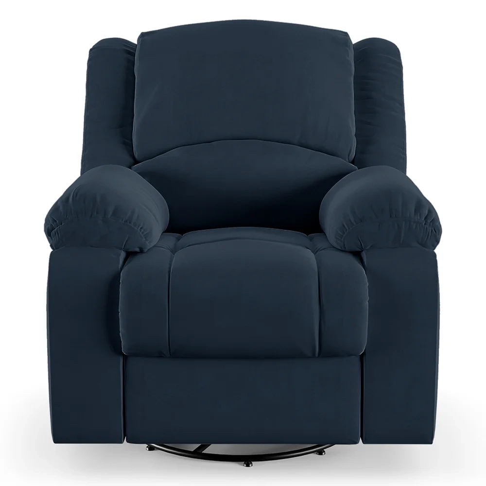 Poltrona do Papai Reclinável Pietra Glider Giratória FH9 Veludo Azul - Mpozenato