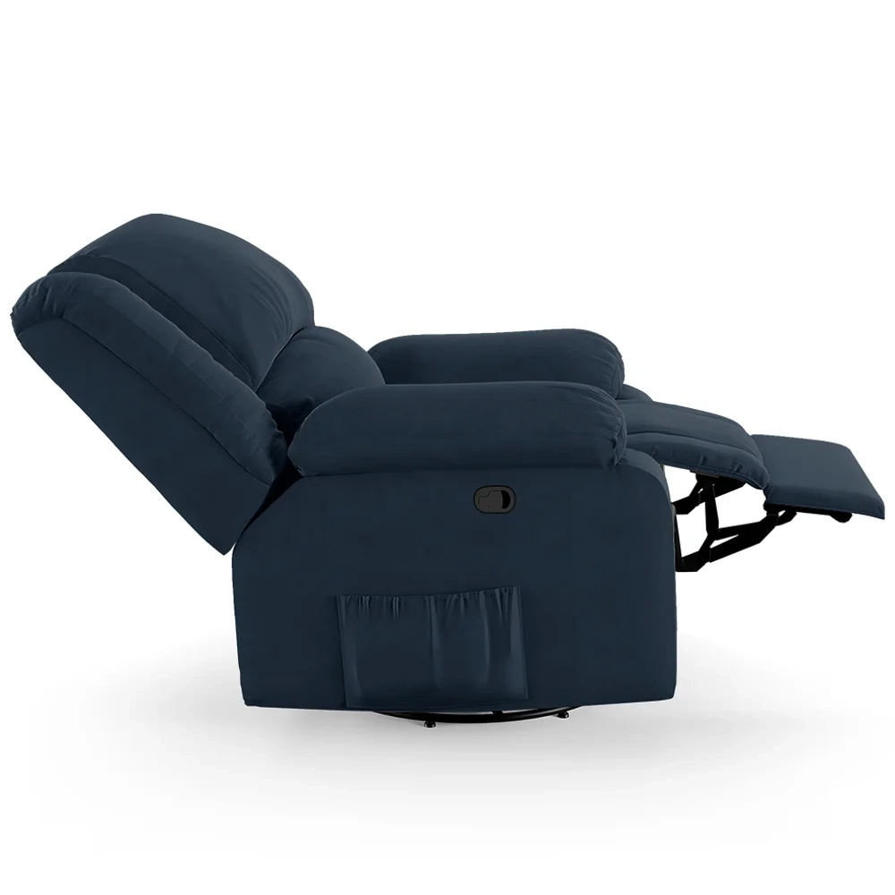 Poltrona do Papai Reclinável Pietra Glider Giratória FH9 Veludo Azul - Mpozenato