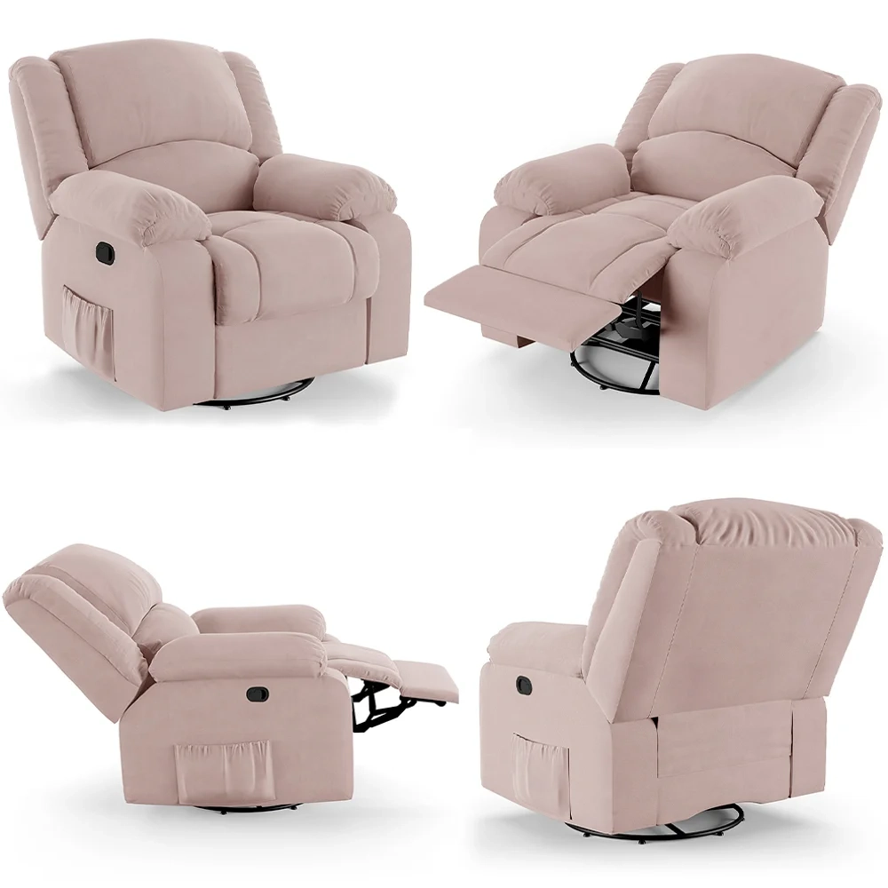 Poltrona do Papai Reclinável Pietra Glider Giratória FH9 Veludo Rosê - Mpozenato