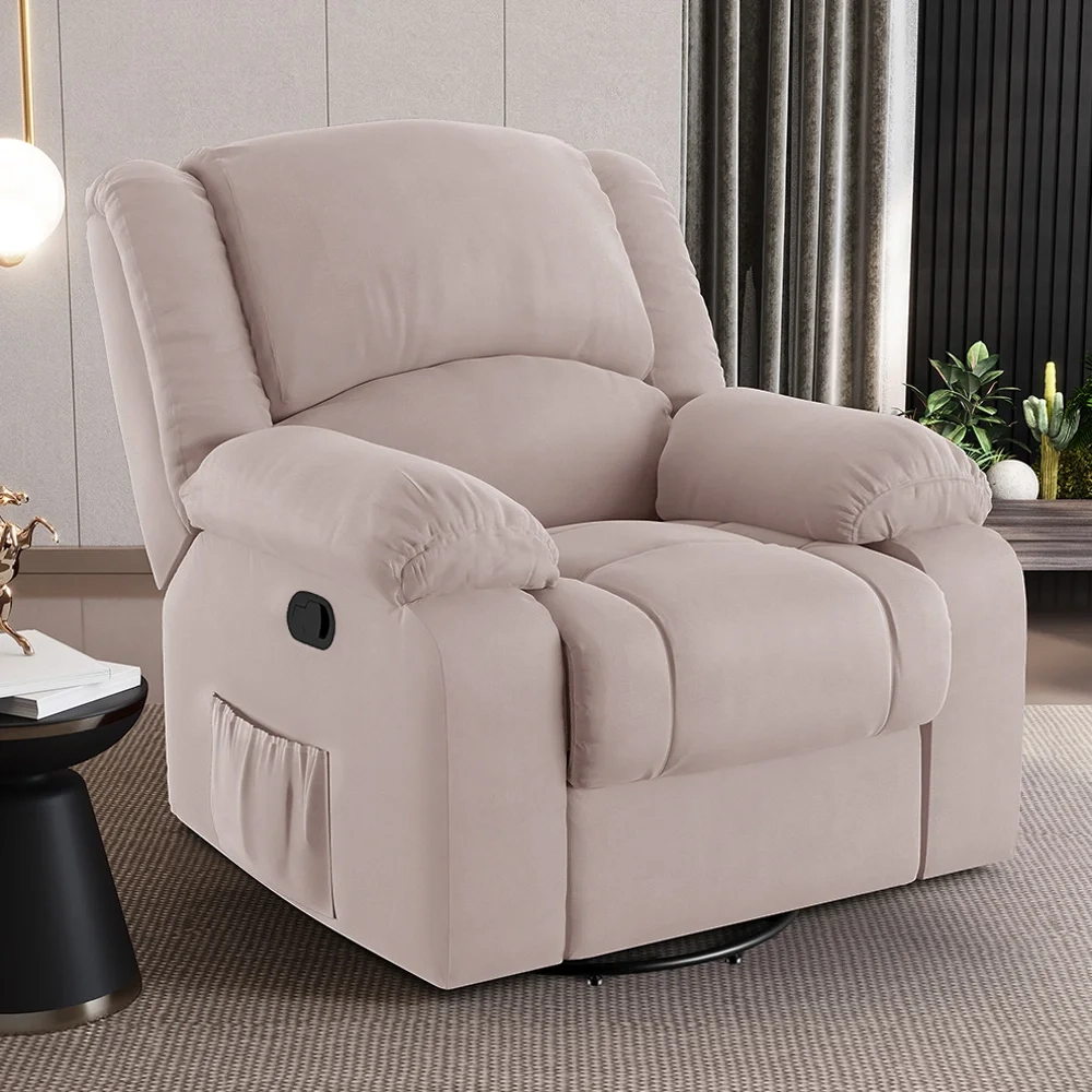 Poltrona do Papai Reclinável Pietra Glider Giratória FH9 Veludo Rosê - Mpozenato