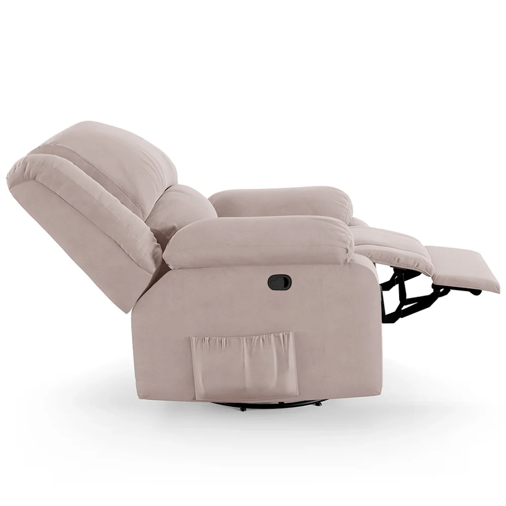 Poltrona do Papai Reclinável Pietra Glider Giratória FH9 Veludo Rosê - Mpozenato