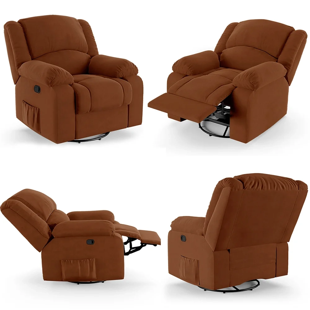 Poltrona do Papai Reclinável Pietra Glider Giratória FH9 Veludo Terracota - Mpozenato