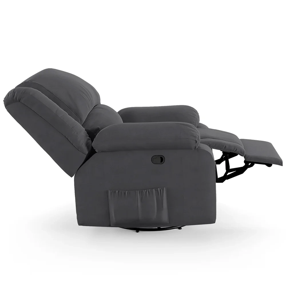 Poltrona do Papai Reclinável Pietra Glider Giratória FH9 Veludo Cinza - Mpozenato