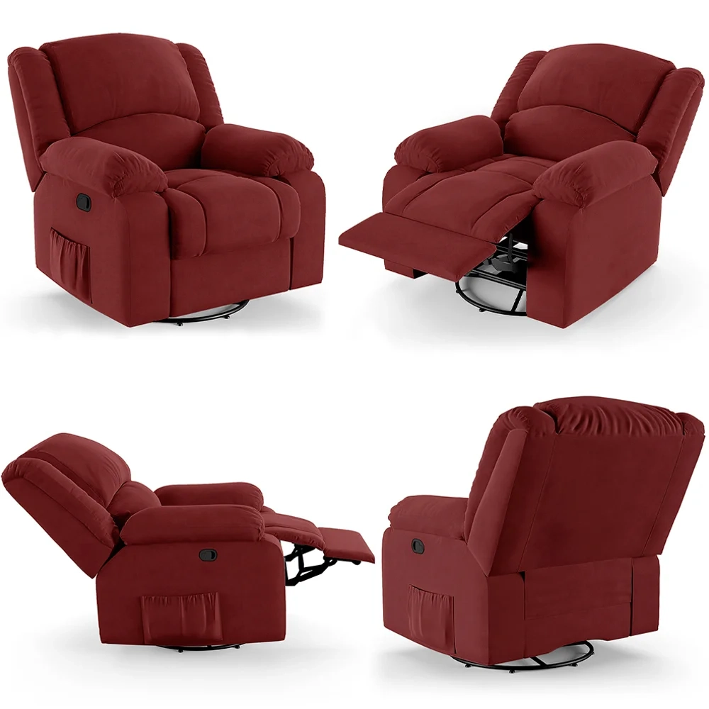 Poltrona do Papai Reclinável Pietra Glider Giratória FH9 Veludo Vermelho - Mpozenato