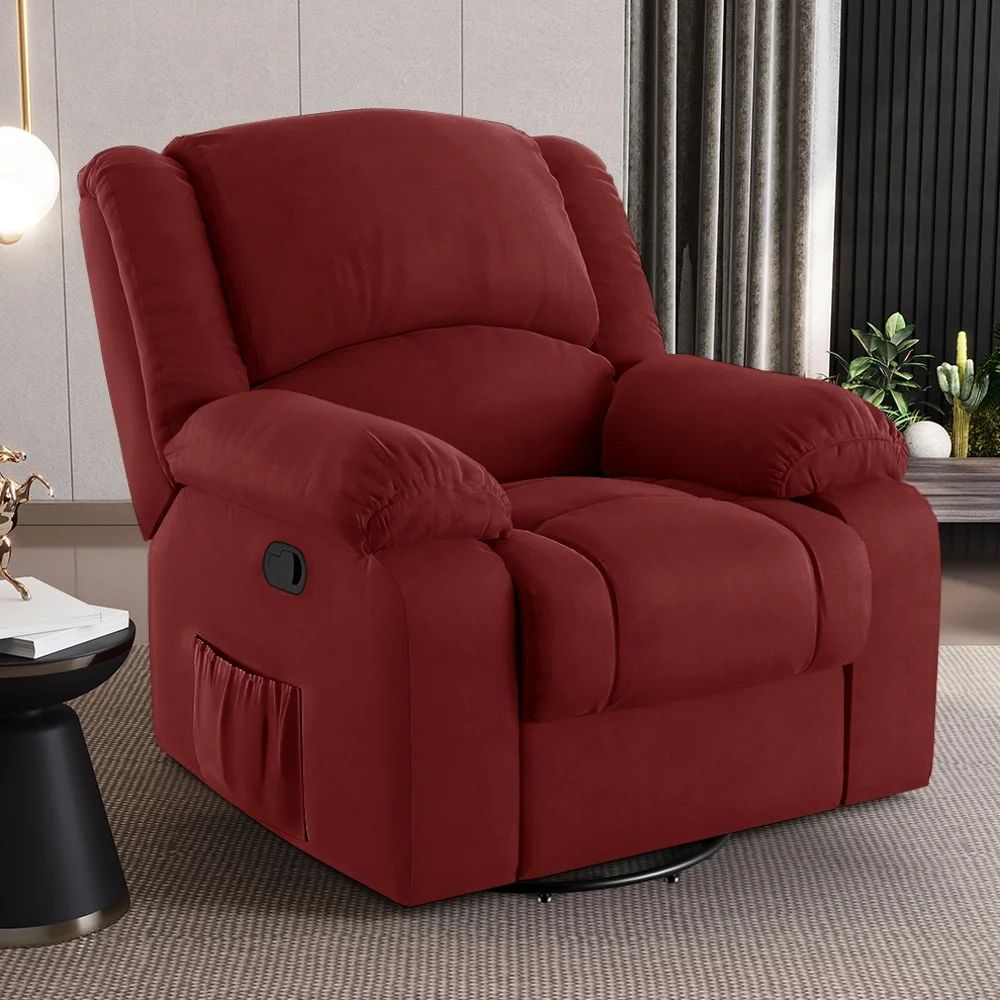 Poltrona do Papai Reclinável Pietra Glider Giratória FH9 Veludo Vermelho - Mpozenato