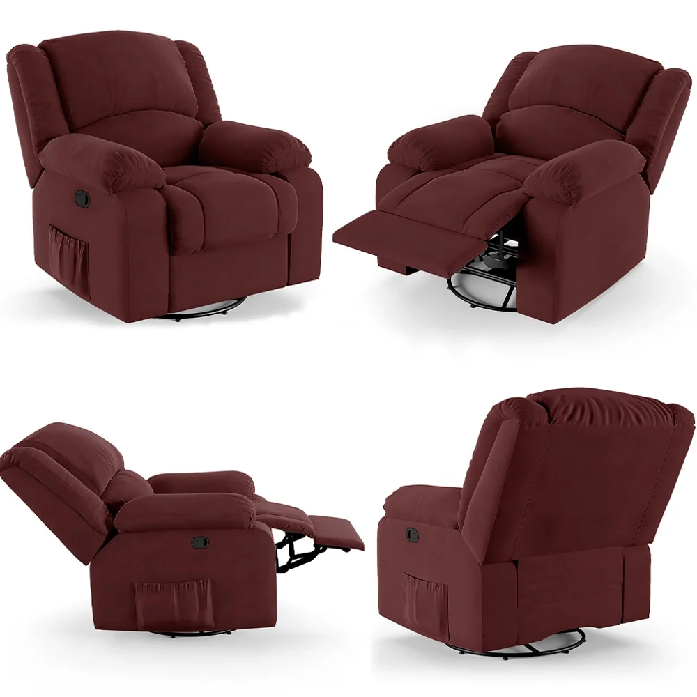 Poltrona do Papai Reclinável Pietra Glider Giratória FH9 Veludo Vinho - Mpozenato
