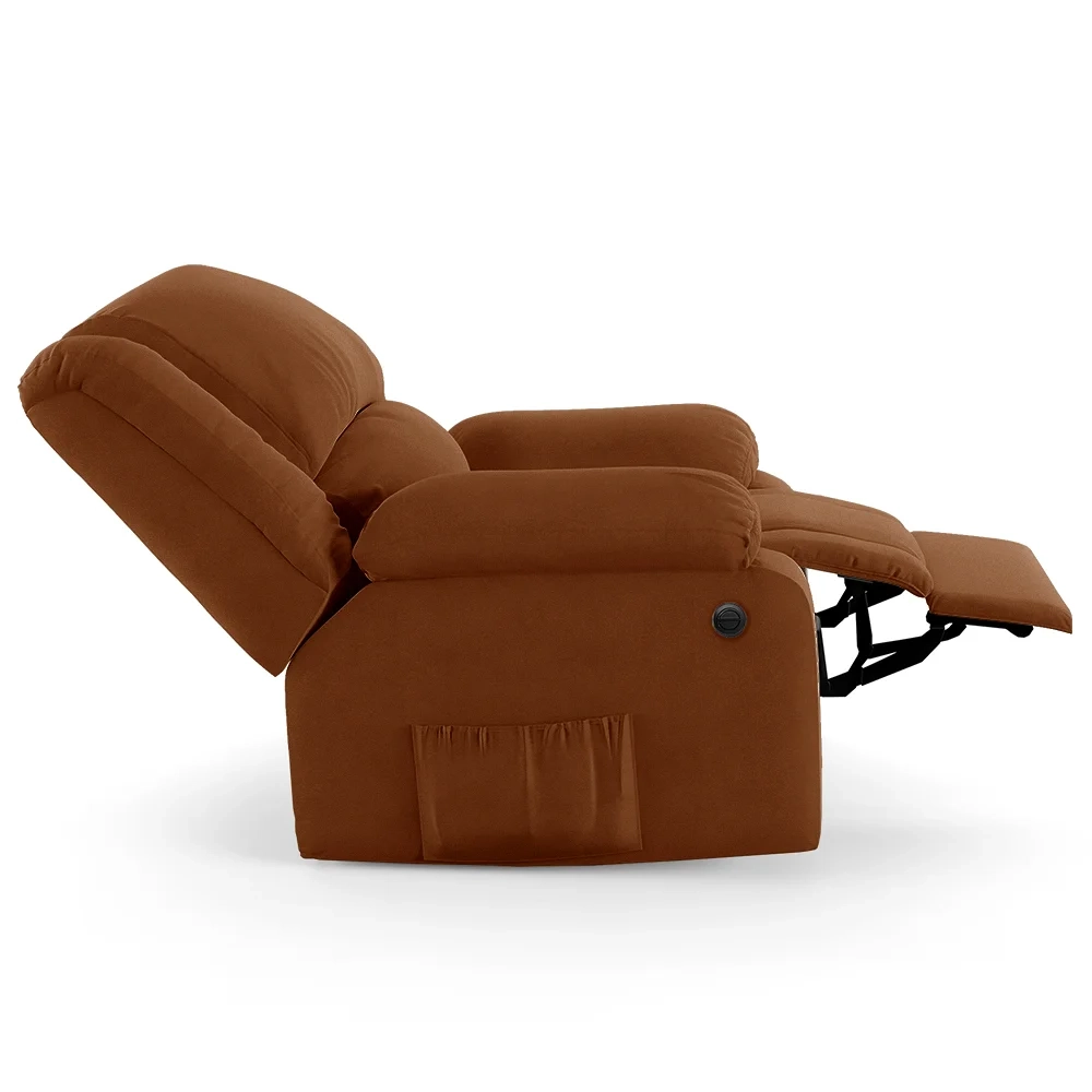 Poltrona do Papai Reclinável Pietra Power Elétrica Massagem FH9 Veludo Terracota - Mpozenato