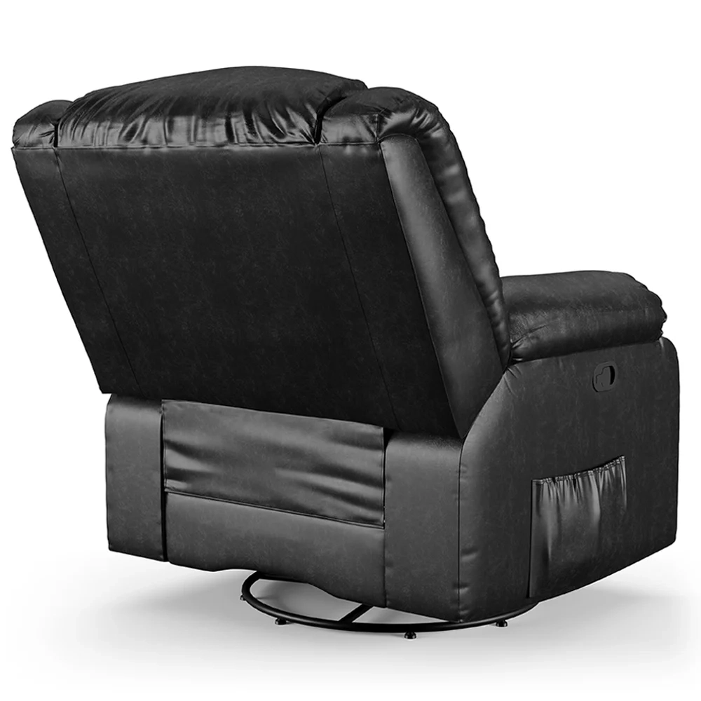 Poltrona do Papai Reclinável Pietra Glider Giratória FH9 PU Preto Brilho - Mpozenato