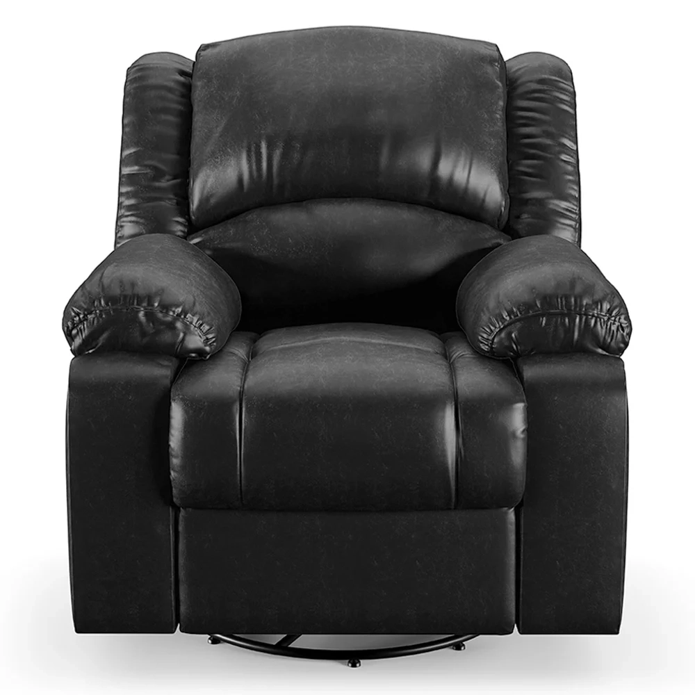 Poltrona do Papai Reclinável Pietra Glider Giratória FH9 PU Preto Brilho - Mpozenato