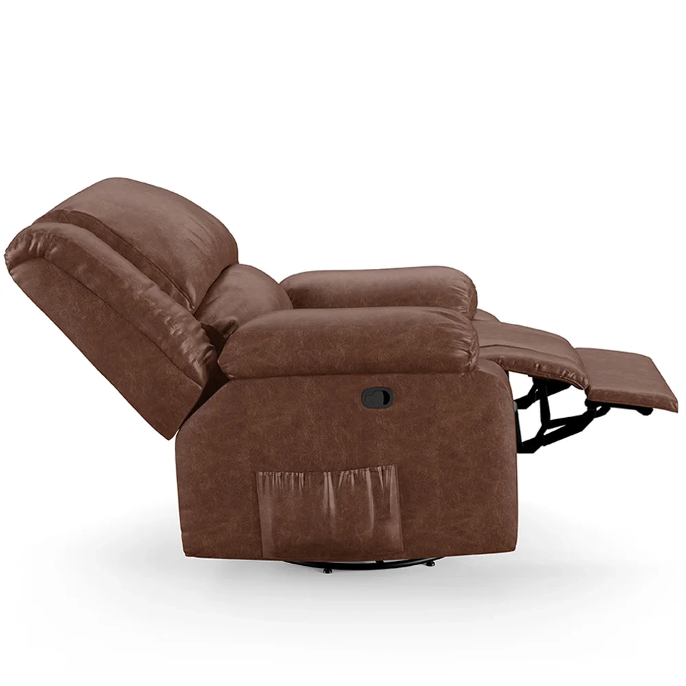 Poltrona do Papai Reclinável Pietra Glider Giratória FH9 PU Marrom Brilho - Mpozenato