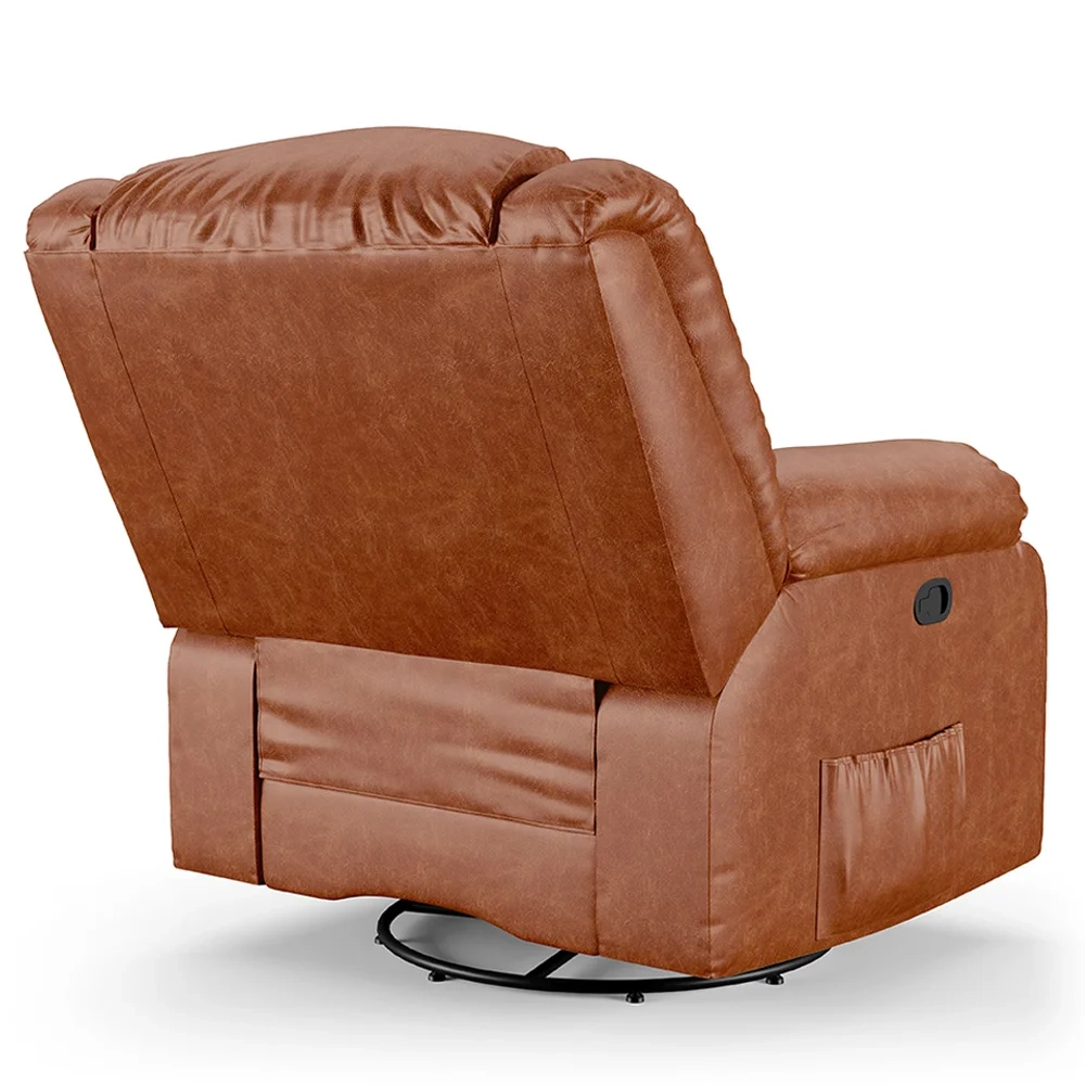 Poltrona do Papai Reclinável Pietra Glider Giratória FH9 PU Caramelo Brilho - Mpozenato