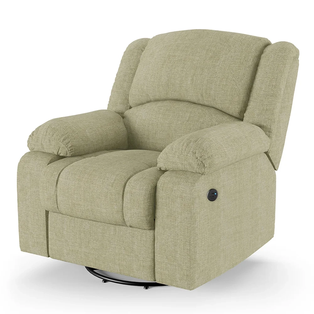 Poltrona do Papai Reclinável Pietra Glider Giratória USB FH9 Linho Bege - Mpozenato