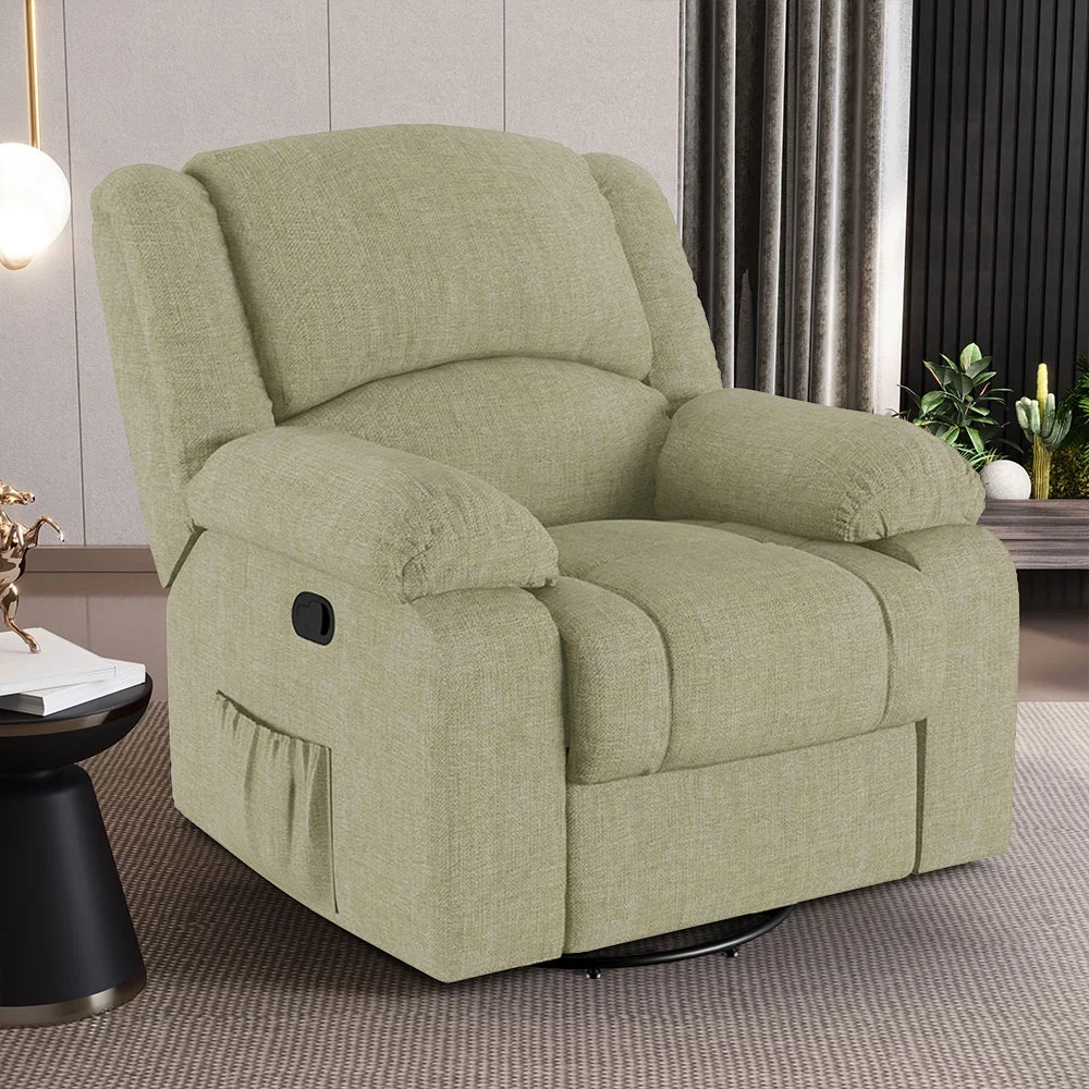 Poltrona do Papai Reclinável Pietra Glider Giratória USB FH9 Linho Bege - Mpozenato