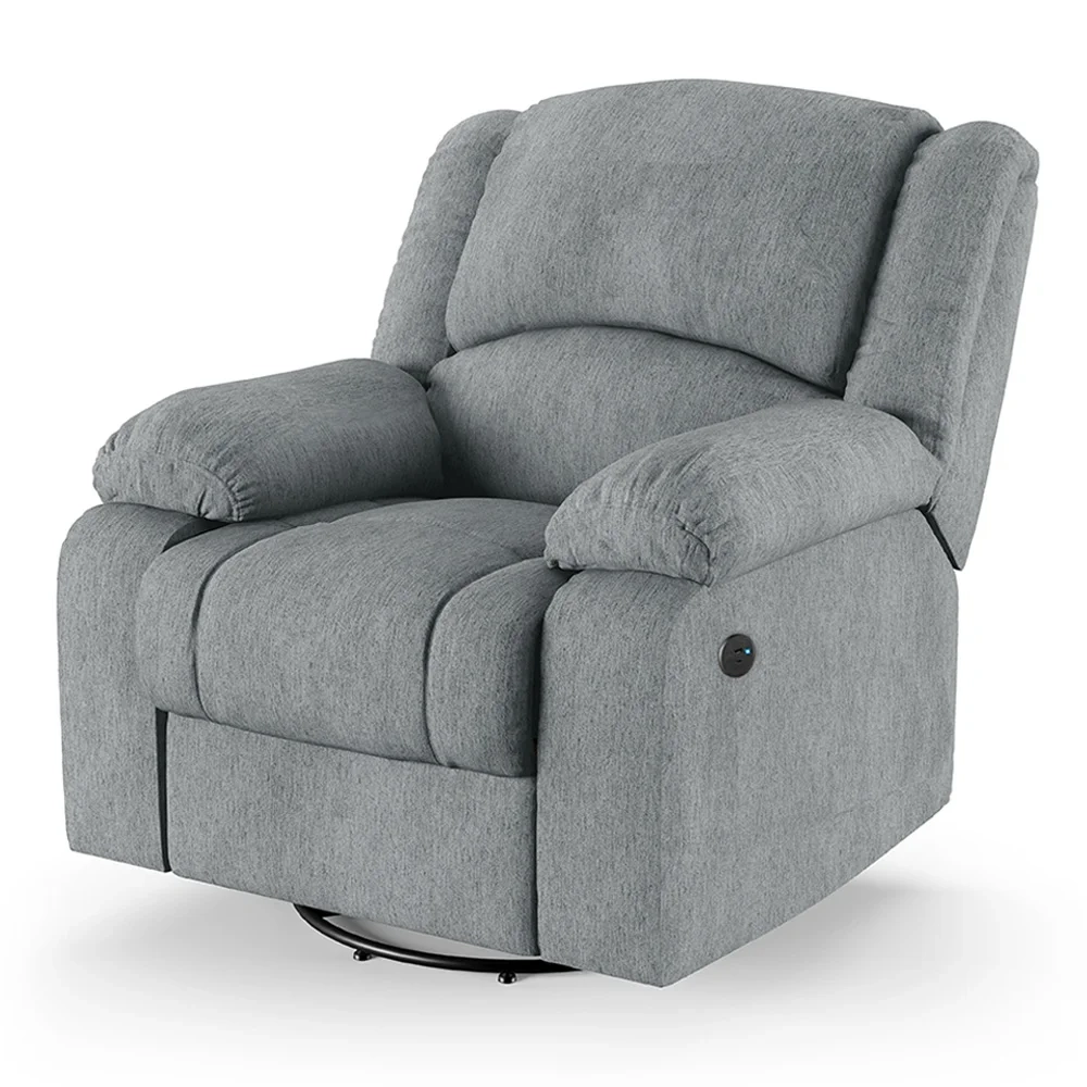 Poltrona do Papai Reclinável Pietra Glider Giratória USB FH9 Linho Cinza - Mpozenato