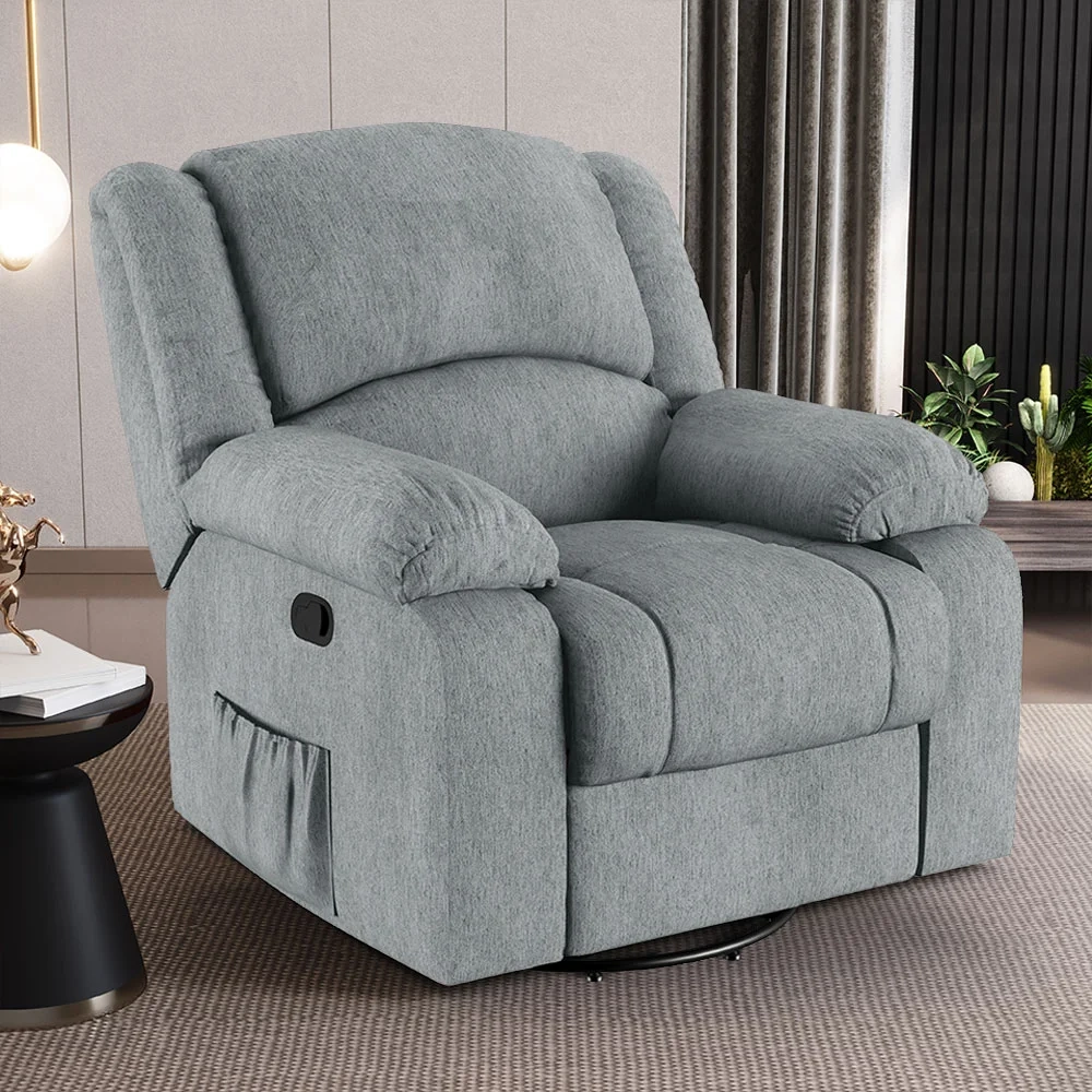 Poltrona do Papai Reclinável Pietra Glider Giratória USB FH9 Linho Cinza - Mpozenato