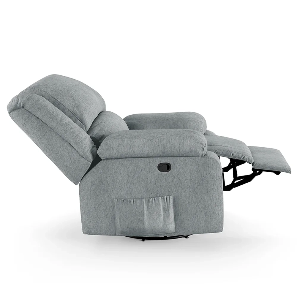 Poltrona do Papai Reclinável Pietra Glider Giratória USB FH9 Linho Cinza - Mpozenato